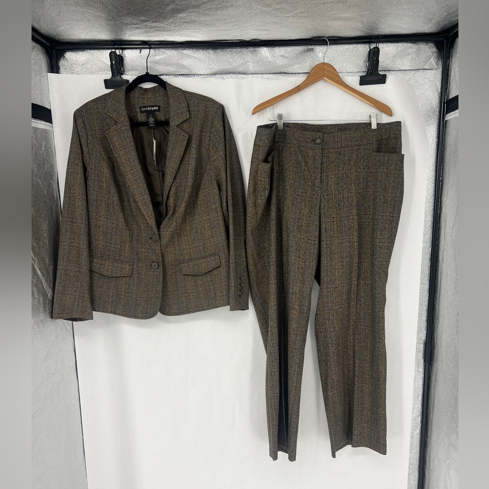 Lane Bryant Brown Plaid Two-Piece Suit